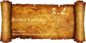 Kolba Larion névjegykártya